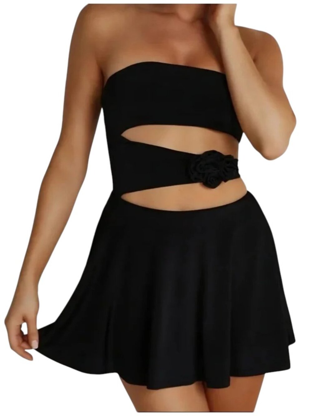 NWT Meshki Montanna Strapless Rose Mini Dress Black Women's Plus Size 3XL